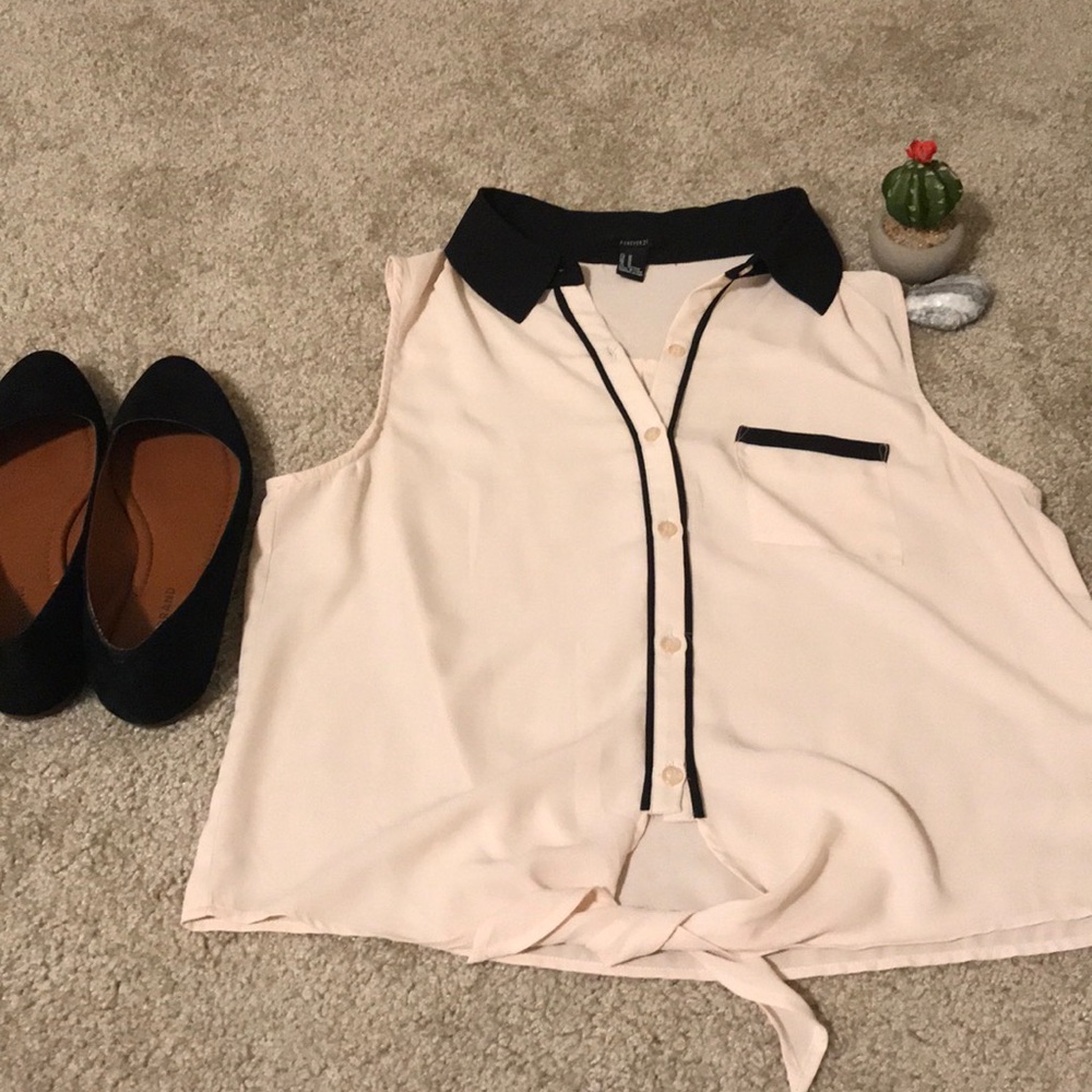 Forever 21 Blush Pink with Black Blouse